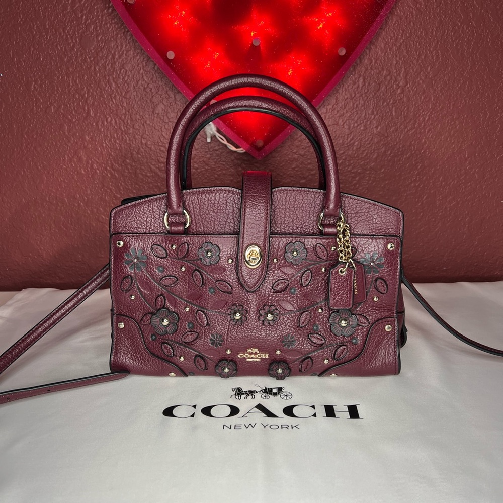 Coach Willow Floral Mercer 24 Satchel in Grain Leather